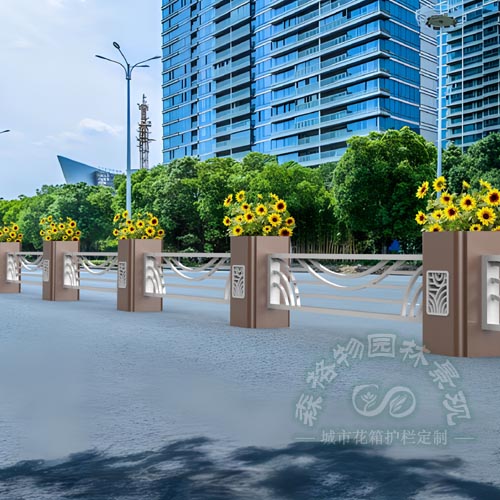 湖光山色中央道路隔離花箱護欄